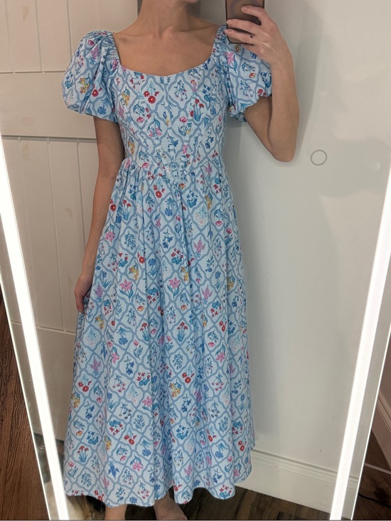 Moon River Dresses & Skirts - Moon River Light Blue Floral Puff-Sleeve Maxi Dress
